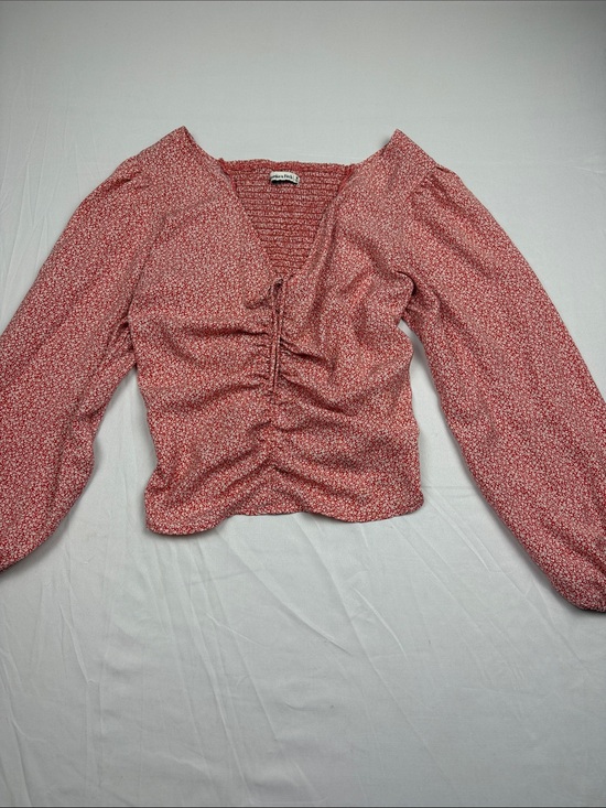Abercrombie & Fitch Tops - Abercrombie & Fitch Rust Floral Ruched V-Neck Top w/ balloon sleeves